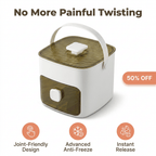 Arenzza push button ice box with a sleek design, showcasing its mess-free, odor-proof storage with a push button lid.