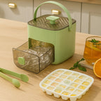 Arenzza push button ice box with a sleek design, featuring a secure lid and compact size for mess-free, odor-proof ice storage.