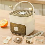 Arenzza push button ice box with odor-proof, mess-free storage, featuring a portable design and easy press function for ice cubes.
