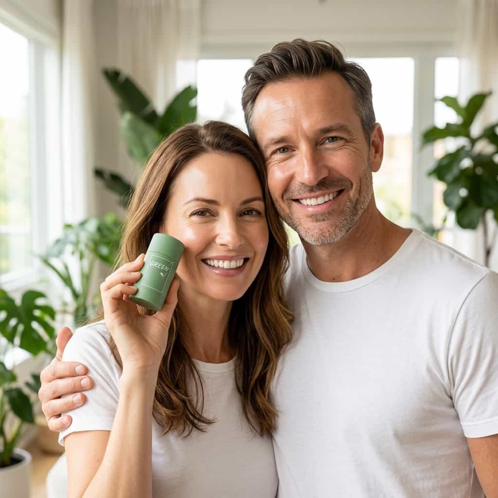 A woman applying Arenzza QuickMask™ Deep Pore Cleanser in a lifestyle scene, demonstrating skincare routine for clear, refreshed skin.