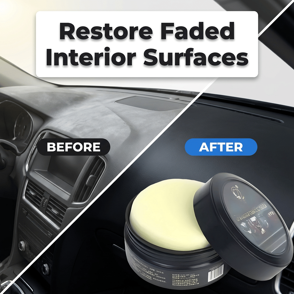 Split image showing Arenzza QuickShine™ professional surface cleaner cleaning interior and exterior surfaces with a visible before and after.