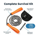 Six-pack of Arenzza SawBlaze™ Portable Survival Saws with handles and blades, ideal for outdoor and emergency use.