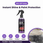 A shiny black car with a sleek finish showcasing ShineGuard™ 3-in-1 ceramic car coating by Arenzza on the vehicle's surface.