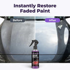 Side-by-side view of a car's hood showing before and after application of ShineGuard™ 3-in-1 Ceramic Car Coating by Arenzza.