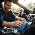 A person using SlimeSweep™ deep cleaning gel by Arenzza to clean hard-to-reach crevices in a home setting.
