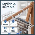 Aarenza SmartCloset™ space-saving 5-tier pants organizer with multiple compartments for neatly storing pants and clothing.