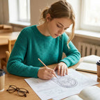 A professional Arenzza SmartDraw drafting tool used by a person in a modern workspace, with various design sketches and tools visible.