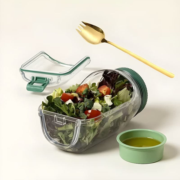 Arenzza SmartMix™ device keeping fresh greens crisp and vibrant in a clear bowl, emphasizing freshness and kitchen use.
