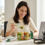 A person holding a fresh green salad in a bowl, showcasing crisp greens from Arenzza's SmartMix™ for all-day freshness.