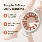 Aarenza SmoothRoll™ 360 Degree Cellulite Reducer with three numbered steps demonstrating its use and features.