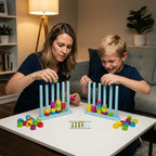 Aarenza Speed Stacking Puzzle in use, featuring colorful cups and a person skillfully stacking as part of a challenge or activity.