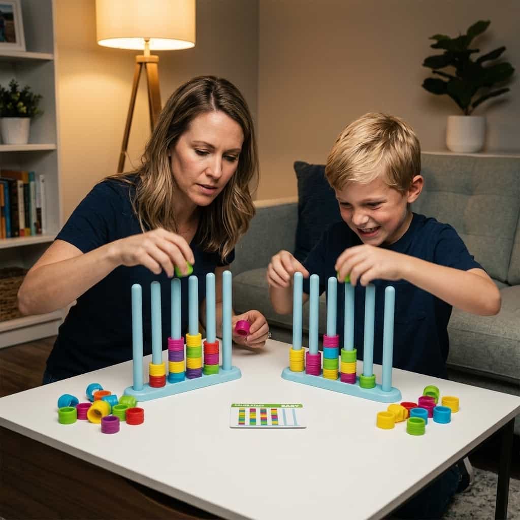 Aarenza Speed Stacking Puzzle in use, featuring colorful cups and a person skillfully stacking as part of a challenge or activity.