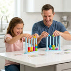 Arenzza Speed Stacking Puzzle with seven colorful cups arranged for a skill-building challenge in a modern lifestyle setting.