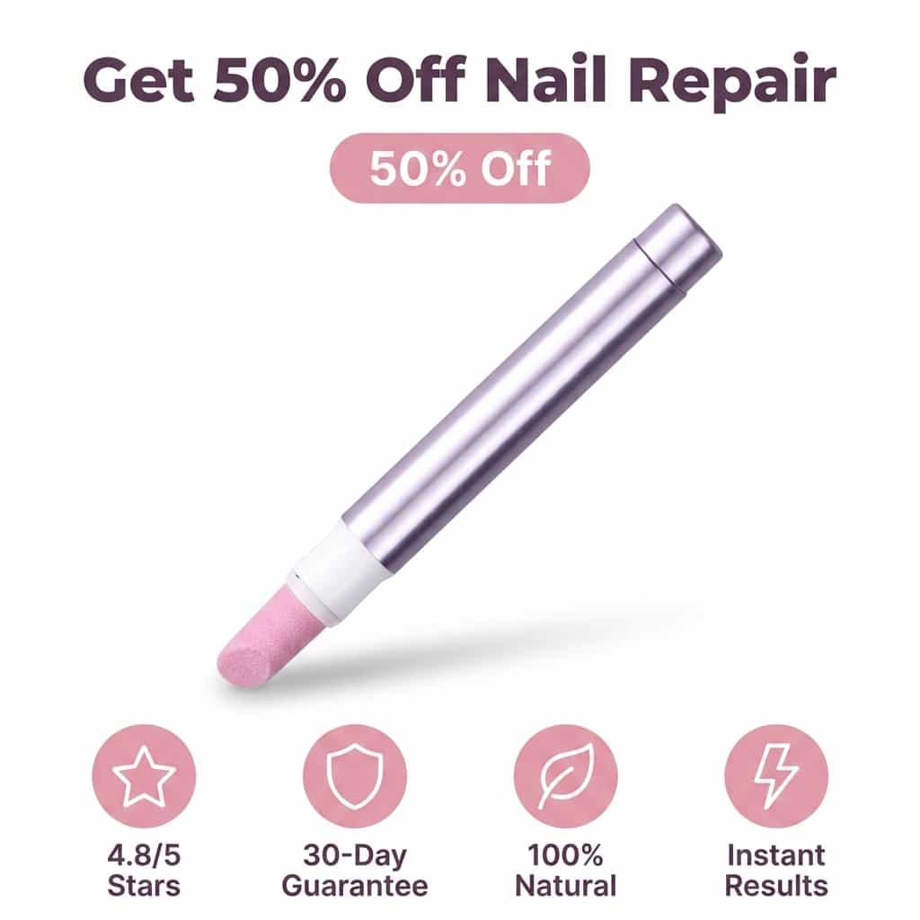 A close-up of StrongNail™ Nail & Cuticle Repair gel by Arenzza, showing the product tube with a focus on healthy nails and cuticles.