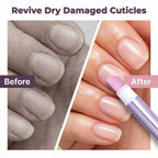 Before and after images showing Arenzza StrongNail™ Nail & Cuticle Repair treatment on damaged nails and cuticles.