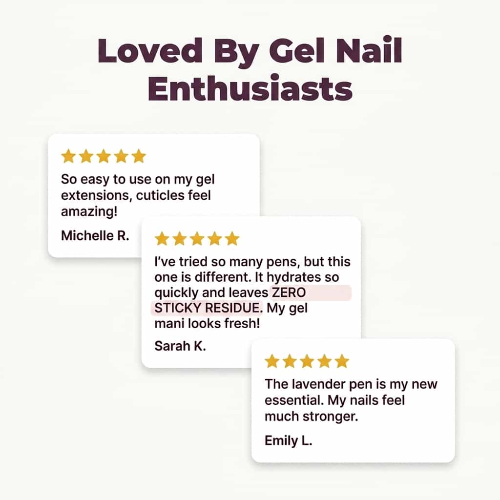 A close-up of StrongNail™ by Arenzza nail and cuticle repair product applied to healthy, well-groomed fingernails and cuticles.