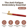A pair of ergonomic Tambour Needle Set by Arenzza TamburiCraft™ displayed on a neutral background, showcasing the tools for embroidery.