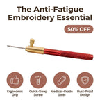 A pair of ergonomic Tambour Needle Set by Arenzza TamburiCraft™ displayed on a neutral background, showcasing the tools for embroidery.