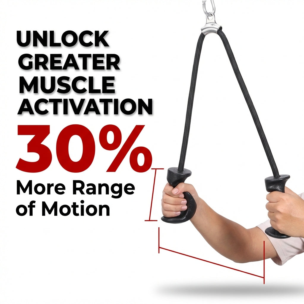 Arenzza TriPull™ Tricep Rope with ergonomic handles, shown in bold visual, ideal for strength training and arm workouts.