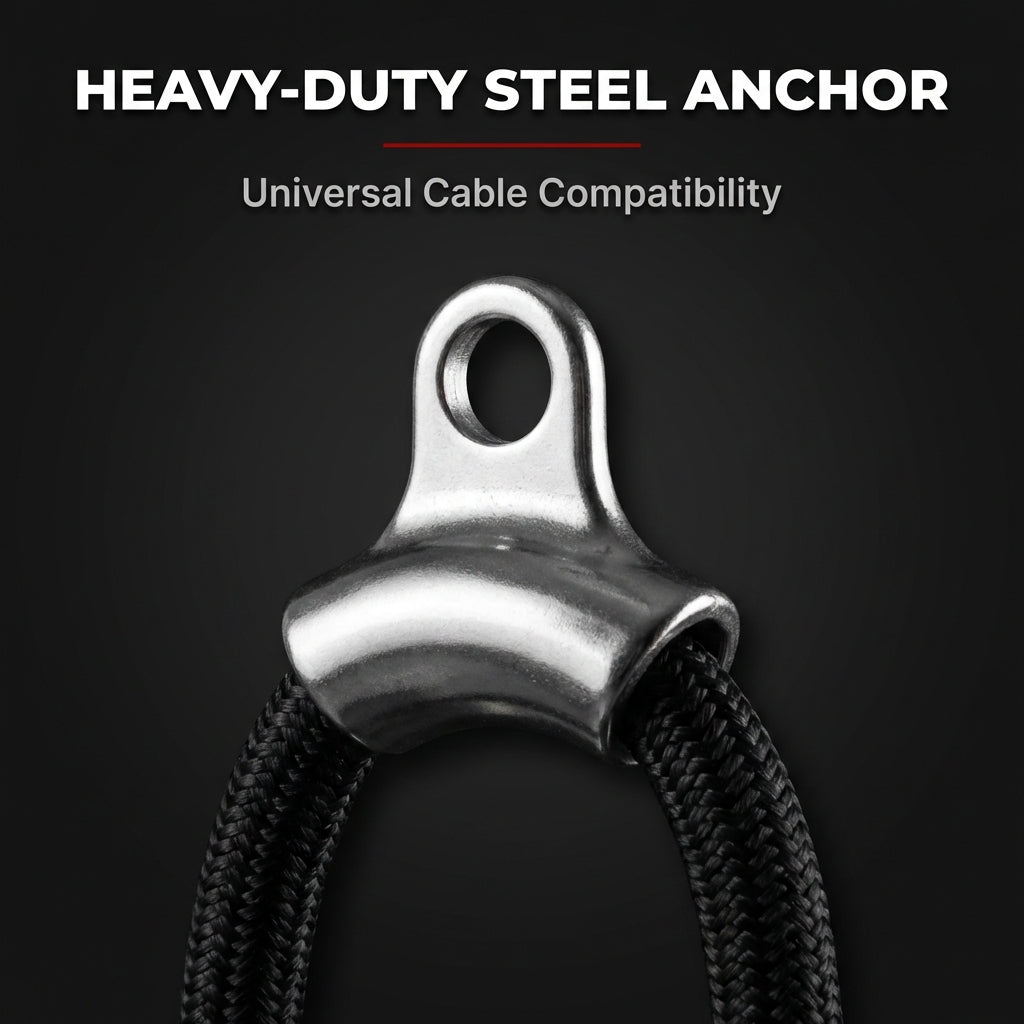 Arenzza TriPull™ Tricep Rope with ergonomic handles for effective tricep workouts, shown with single-feature spotlight.