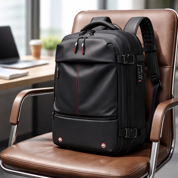 Arenzza Vakuback™ vacuum storage bag in use, showing clothing compressed to save space in a travel or storage setting.