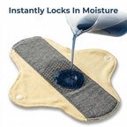 Close-up of Arenzza washable leakproof pad with graphene odor control, showing its soft, absorbent surface and waterproof backing.