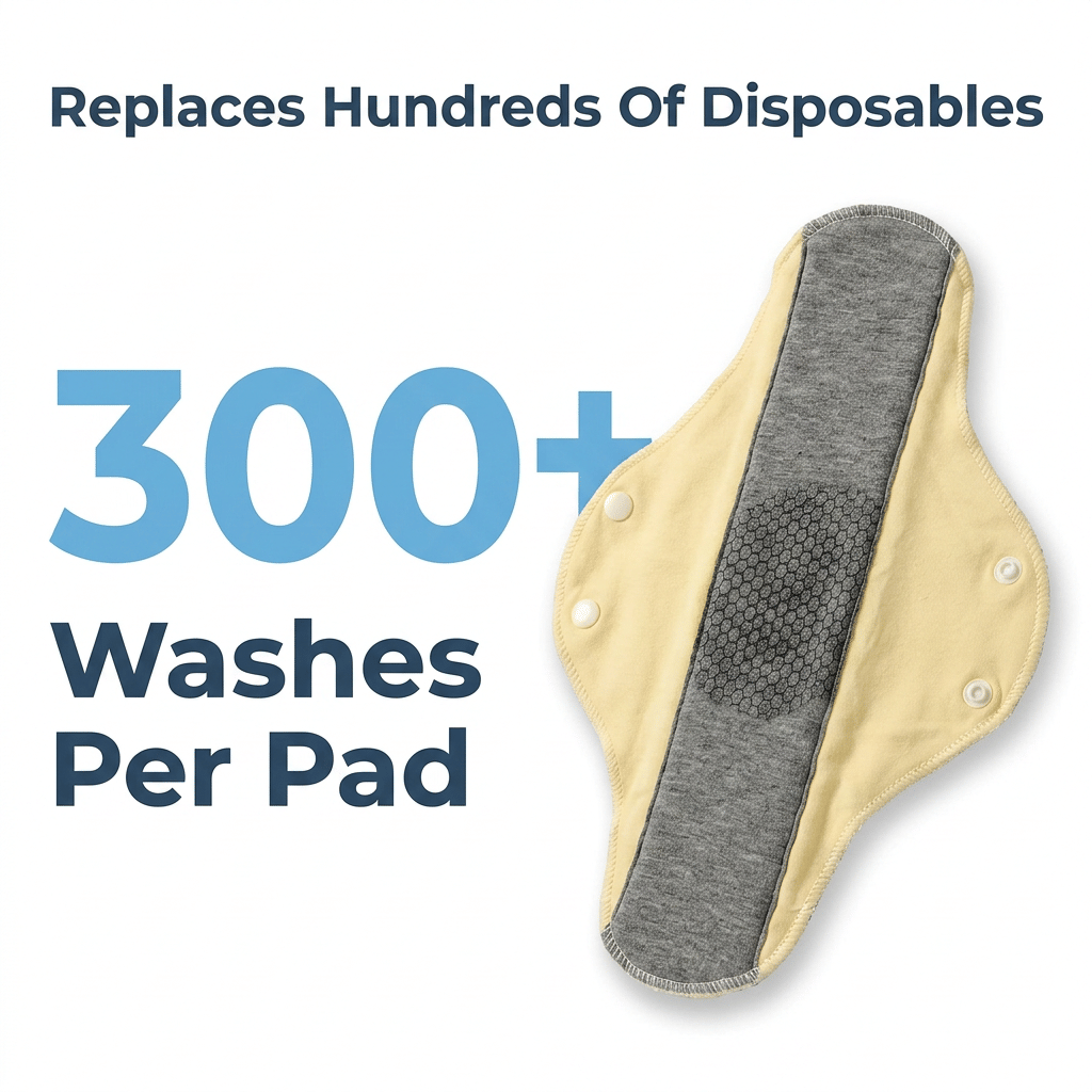 Arenzza washable leakproof pad with graphene odor control, featuring a soft, absorbent surface and leakproof waterproof backing.