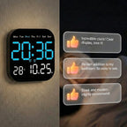 Arenzza multifunctional digital alarm clock with LED display, set on a home office desk with other electronic accessories.