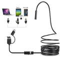 Arenzza 3-in-1 waterproof USB endoscope camera with LED lights, showing flexible inspection probe and camera lens for electronics inspection