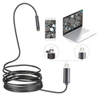 Arenzza 3-in-1 waterproof USB endoscope camera with LED lights, showing the flexible inspection camera connected to a device