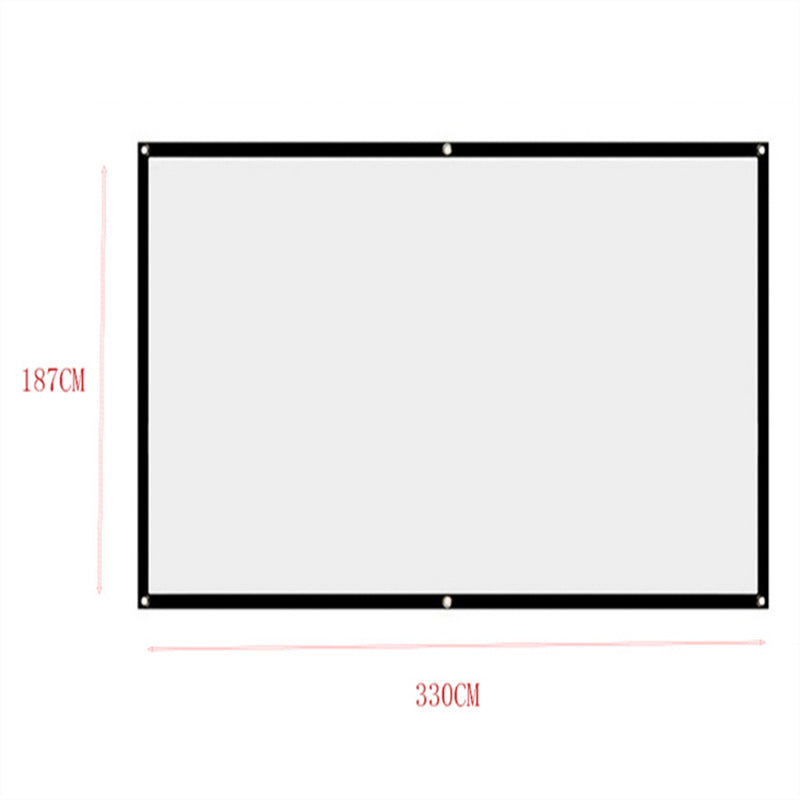Aarenza 120-inch HD projection screen with matte white surface for home cinema, displayed hanging in a living room setting.