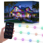 Arenzza smart RGB outdoor light string with colorful LED bulbs, suitable for festive holiday outdoor decorating.