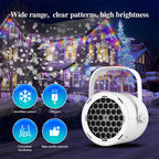 Arenzza 16-pattern USB Christmas projector light displaying festive holiday light patterns on a wall.