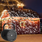 Arenzza 16-pattern USB Christmas projector light displaying festive holiday patterns on a wall.