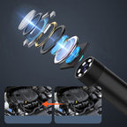 Arenzza waterproof borescope camera with adjustable light, featuring a flexible probe and viewing screen for detailed inspection.