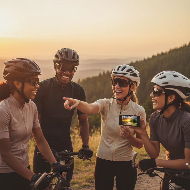 Arenzza outdoor cycling camera glasses with built-in camera and adjustable straps, designed for cycling and outdoor activities.