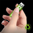 Arenzza lithium AA rechargeable batteries with USB port, showing the batteries and USB charging port in a close-up image.