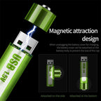 Aarenza lithium AA rechargeable batteries with USB port, showing the batteries and USB charging port for long-lasting power.