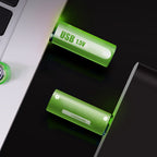 Arenzza lithium AA rechargeable batteries with USB port, showing the batteries with USB charging cable and electronics in the background.