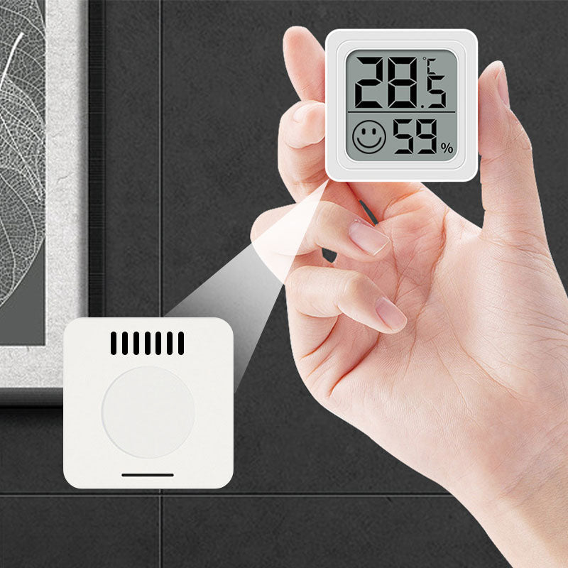 Arenzza 2-in-1 digital temperature and humidity meter with display, showcasing its compact electronic device for measuring climate conditions.