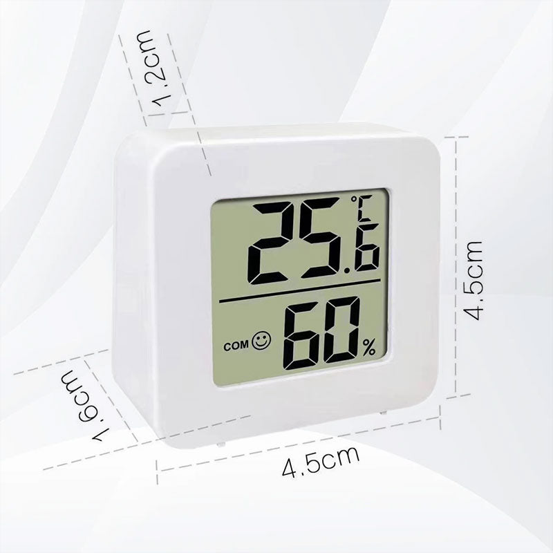 Arenzza 2-in-1 high precision temperature and humidity meter with digital display showing readings on an electronic device.
