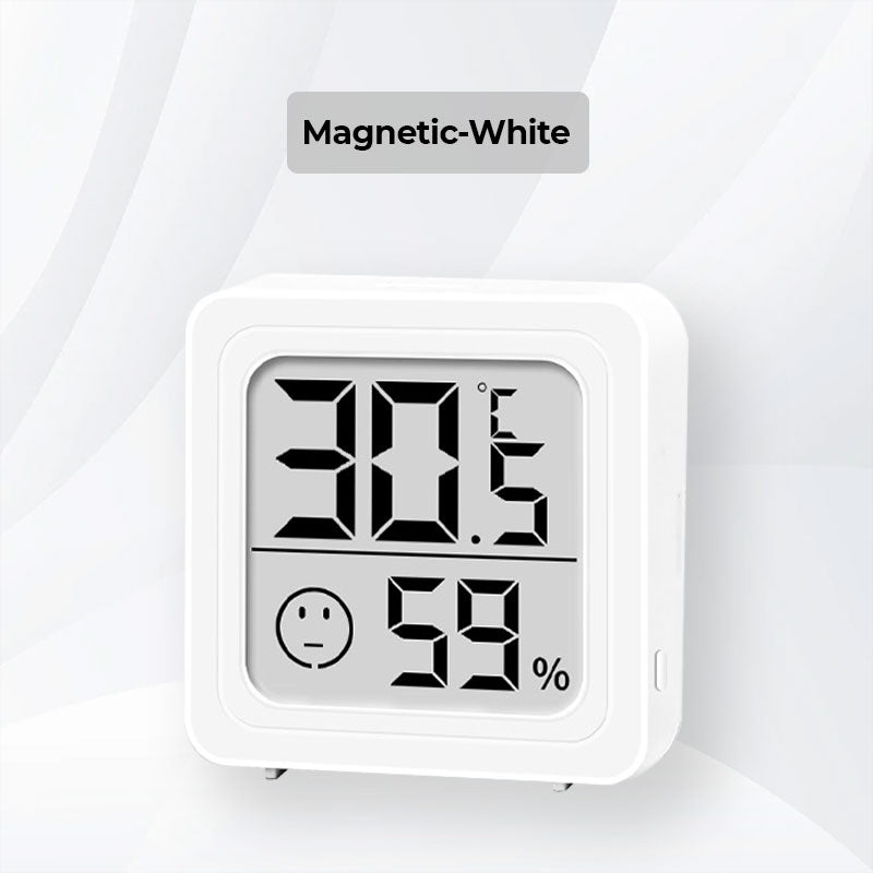 Arenzza 2-in-1 high precision temperature and humidity meter with digital display showing readings on a compact electronic device.