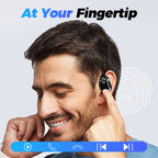 Arenzza AI Voice Translation Bluetooth earbuds in black with sleek design and compact charging case.