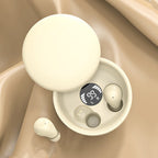 Arenzza Ultra-Compact Bluetooth Sleep Earbuds shown in black with charging case on a white background.