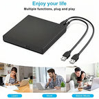 Arenzza external CD/DVD burner for laptops, portable electronics accessory with disc drive, black device with USB connection.