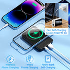 Arenzza 10000mAh ultra-slim power bank with fast charge capability, compact portable electronics accessory on a white background.