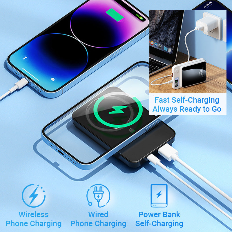 Arenzza 10000mAh ultra-slim power bank with fast charge capability, compact portable electronics accessory on a white background.