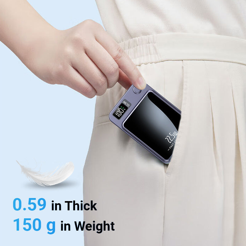 Arenzza 10000mAh ultra-slim power bank with fast charging and LED indicator, designed for portable mobile device charging.