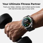 Arenzza 2-in-1 smartwatch with built-in TWS earbuds, black electronic device showing digital display with attached earbuds.