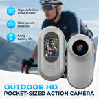 Arenzza outdoor HD pocket-sized action camera with lens, buttons, and compact design for outdoor filming and adventure activities.